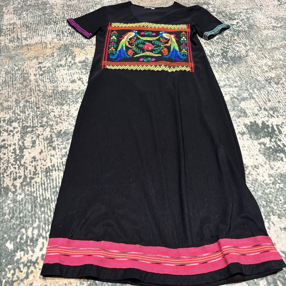 Mexican Embroidered Dress Peacocks